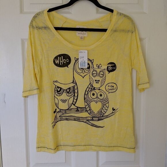Forever 21 NWT Yellow Owl Top - Picture 5 of 5